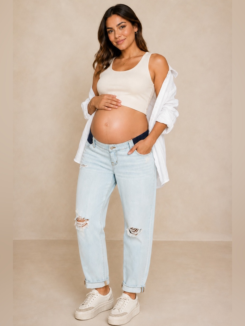 Madewell NWT Maternity Side-Panel Slouchy Boyjean Ripped Edition Size 26